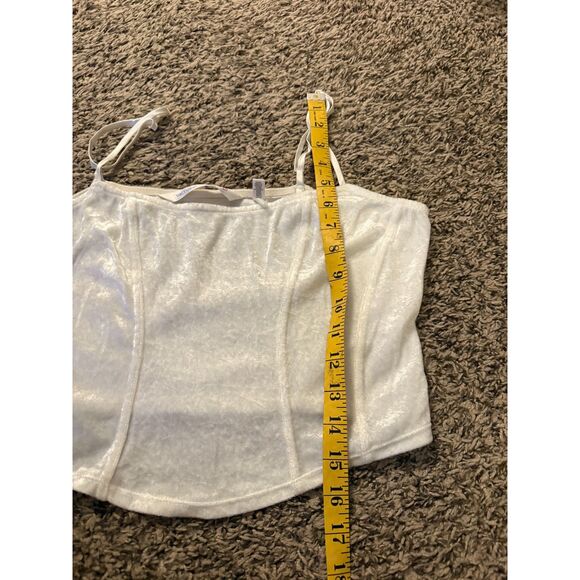 Vtg Y2k Victorias Secret White Velvet Tank Top Sz M Coquette Cottagecore Angel - Picture 7 of 7